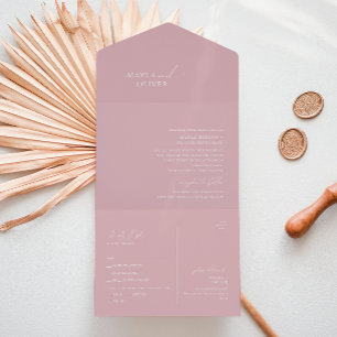 Invitation Tout En Un Script Whimsical   Sceau et envoi Rose Dusty