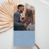 Invitation Tout En Un Script Whimsical | Sceau photo bleu Dusty et envoi
