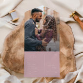 Invitation Tout En Un Script Whimsical | Sceau photo Décontracté Rose et