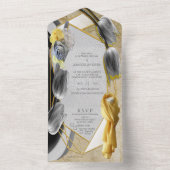 Invitation Tout En Un sculpture moderne jaune et gris avec tulipes (À l'intérieur)