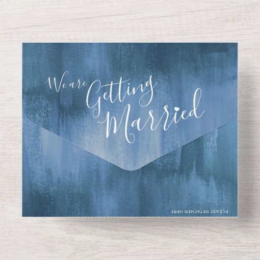 Invitation Tout En Un Se marier mariage photo bleu gris texte rsvp (Verso)