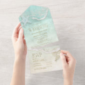 Invitation Tout En Un Sea Foam Beach Wedding ID837 (Déchirure)