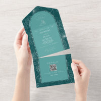 Seashell Palm Plage Turquoise Mariage QR Code RSVP