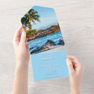 Invitation Tout En Un Secret Beach Maui, Tropical, Paradis, Mariage