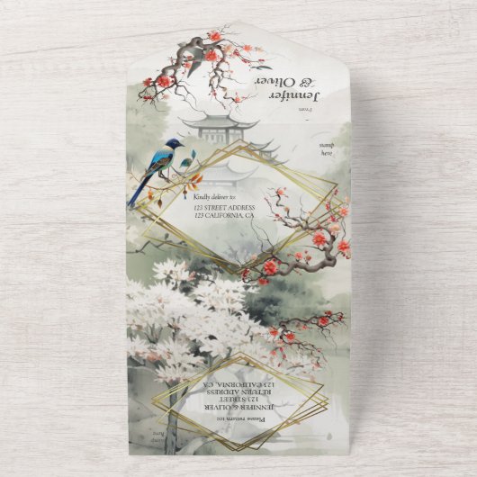 Invitation Tout En Un Serene Tranquillité thème japonais (Dehors)