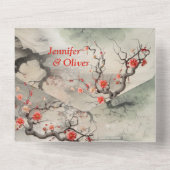Invitation Tout En Un Serene Tranquillité thème japonais (Verso)