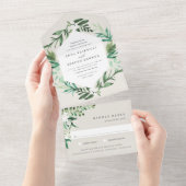 Invitation Tout En Un Serre | Elégant Mariage botanique aquarelle (Déchirure)