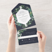 Invitation Tout En Un Serre | Elégant Mariage botanique aquarelle (Déchirure)