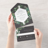 Invitation Tout En Un Serre | Elégant Mariage botanique aquarelle (Déchirure)