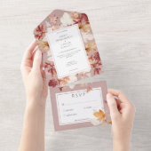 Invitation Tout En Un Serre Rustique de l'automne Feuilles Bourgogne Pas (Déchirure)