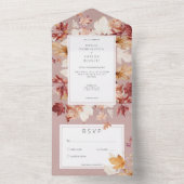 Invitation Tout En Un Serre Rustique de l'automne Feuilles Bourgogne Pas (À l'intérieur)