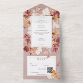 Invitation Tout En Un Serrure rustique de l'automne Feuilles Bourgogne Q (À l'intérieur)