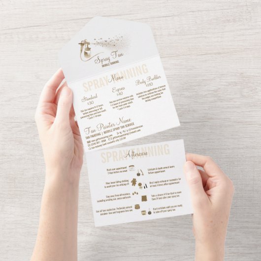 Invitation Tout En Un Service de bronzage Spray - Tarification (Déchirure)
