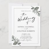 Invitation Tout en un seul Mariage de calligraphie Eucalyptus (Devant)