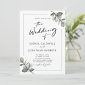 Invitation Tout en un seul Mariage de calligraphie Eucalyptus (Debout devant)