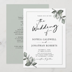 Invitation Tout en un seul Mariage de calligraphie Eucalyptus
