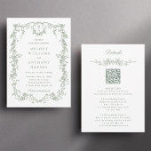 Invitation Tout en un seul Mariage Floral français vert