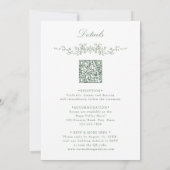 Invitation Tout en un seul Mariage Floral français vert (Dos)