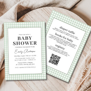 Invitation Tout en un seul mode vert En vichy Baby shower