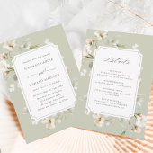 Invitation Tout en un seul Sage Blanc Blush Élégant Mariage F