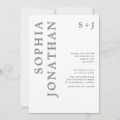 Invitation Tout en un seul Sage Vert Gras Mariage de typograp (Devant)