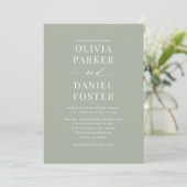 Invitation Tout en un seul Sage Vert QR Code Mariage (Debout devant)
