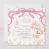 Invitation Tout en Un Silly Goose Gingham Bow Baby Shower (Devant)