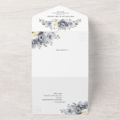 Invitation Tout En Un Silver Grey Ivory Floral hiver Rustique Mariage (Dehors)