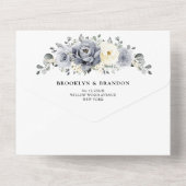 Invitation Tout En Un Silver Grey Ivory Floral hiver Rustique Mariage (Verso)