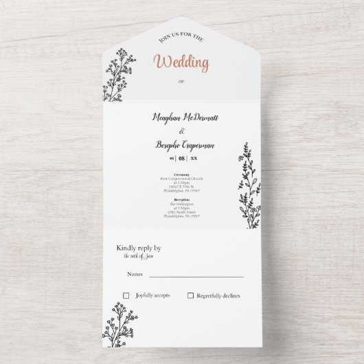 Invitation Tout En Un Simple All in One Wedding Invite (À l'intérieur)