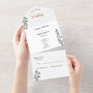 Invitation Tout En Un Simple All in One Wedding Invite