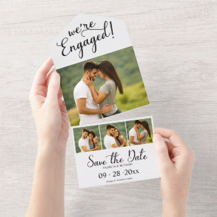 Invitation Tout En Un Simple annonce de fiançailles et sauvegarde de la