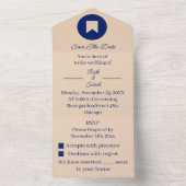 Invitation Tout En Un Simple Beige Customisé Enregistrer La Date (À l'intérieur)