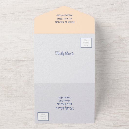 Invitation Tout En Un Simple Beige Customisé Enregistrer La Date (Dehors)