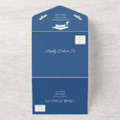 Invitation Tout En Un Simple Beige Et Bleu Save The Date Personnalisé (Dehors)