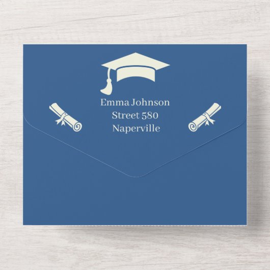 Invitation Tout En Un Simple Beige Et Bleu Save The Date Personnalisé (Verso)