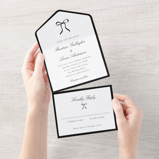 Invitation Tout En Un Simple Bow Classic Wedding (Déchirure)