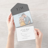 Invitation Tout En Un Simple Calligraphie Gris RSVP Mariage (Déchirure)