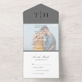 Invitation Tout En Un Simple Calligraphie Gris RSVP Mariage (À l'intérieur)