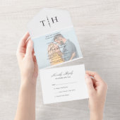 Invitation Tout En Un Simple Calligraphie photo RSVP Mariage blanc (Déchirure)