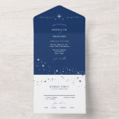 Invitation Tout En Un Simple Celestial Elegant Wedding Blue (À l'intérieur)
