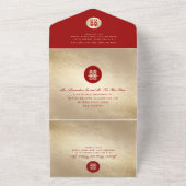 Invitation Tout En Un Simple Cercle Double Bonheur Mariage chinois (Dehors)