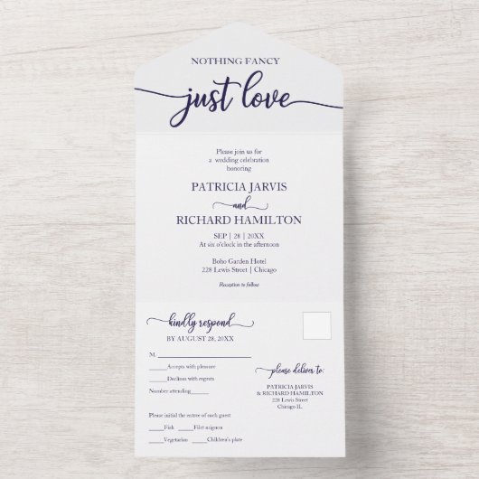 Invitation Tout En Un Simple Chic Bold Calligraphie Mariage Décontracté (À l'intérieur)