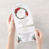 Invitation Tout En Un Simple classique Menu Formel de Noël RSVP Mariage (Déchirure)