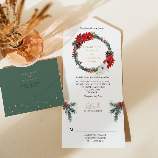 Invitation Tout En Un Simple classique Noël Mariage formel