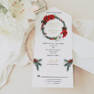 Invitation Tout En Un Simple Classique Noël Mariage moderne Tout en un