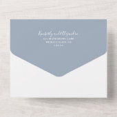 Invitation Tout En Un Simple Coeur mignon Moderne Dusty Blue Mariage (Verso)