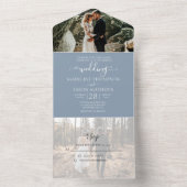 Invitation Tout En Un Simple Dusty Blue 2 Photo Mariage RSVP (À l'intérieur)