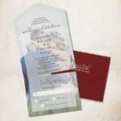 Invitation Tout En Un Simple Elégance Full Photo Burgundy Mariage rouge