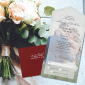 Invitation Tout En Un Simple Elégance Full Photo Burgundy Mariage rouge